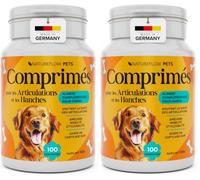 Comprimés Anti-Arthrose Anti-Inflammatoire Chien | Articulations Hanches Mobilité Douleur - Moule Verte Harpagophytum Glucosamine Chondroïtine MSM Gingembre - 100 Comprimés Sécables (Lot de 2)