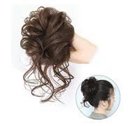 Comprimés de cheveux pour femmes Messy Bun Hair Piece Tousled Updo Chignons Cheveux Extension Élastique Bande De Cheveux Cheveux Super Long Bouclés Ondulés Chignon Chignon Chouchou for Les Femmes Band