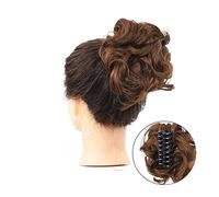 Comprimés de cheveux pour femmes Messy Claw Clip Bun Hair Piece Wavy Curly Hair Bun Clip in Claw Chignon Ponytail Hairpieces Synthetic Tousled Updo Hair Extensions Hairpiece Bande de cheveux(AM10-106)