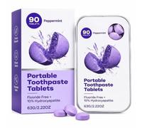 Comprimés de dentifrice à croquer portables avec hydroxyapatite | Boîte portable, 90 comprimés, hydroxyapatite, menthe poivrée, adapté aux voyages, zéro déchet(3pcs)