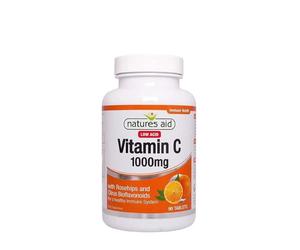 Comprimés de vitamine C 1000 mg à faible acidité Natures Aid (90 comprimés)