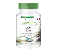 Comprimés d'iode fairvital, 180 comprimés, faciles à avaler, HAUTEMENT DOSÉS avec 150µg d'iode par comprimé, à base d'iodure de potassium, VÉGÉTALIEN