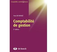 Comptabilité de gestion 2013 - Yves De Rongé - De Boeck Supérieur - broché - Etude