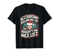 Comptable Balancing The Naughty and Nice List Chrismas T-Shirt Graphique avec Valeur, Homme, Noir, M