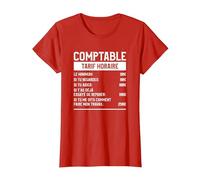 Comptable Tarif Horaire Comptabilité T-Shirt, Femme, Rouge, XXL