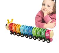 Comptage de caterpillaires jouet classique, jouet de comptage Caterpillar en bois - Jouets mathématiques éducatifs cognitifs - Reconnaissance de la couleur de comptage de jeu, reconnaître