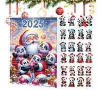 Comptage de Noël | Calendrier de l'Avent Jouet Panda 2D - Lot de 24 pendentifs de compte à rebours pour poignée de porte festive Remplissage de bas Manteau Tradition de vacances
