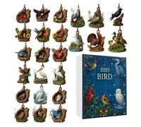 Compte à rebours avec pendentif oiseau - Calendrier acrylique | Ensemble de breloques de Noël 24 jours | Collection d'exposition de pendentifs d'oiseaux saisonniers, série d'accessoires