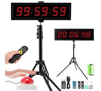 Compte à Rebours, Chronomètre Numérique 6 Chiffres 2,3 Pouces pour Compéritions Jeux Et Salle Sport Trépied Inclus Chronomètre Sport avec Fonction de Compte à Rebours 12/24H Format (Chargez)