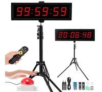Compte à Rebours, Chronomètre Numérique 6 Chiffres 2,3 Pouces pour Compéritions Jeux Et Salle Sport Trépied Inclus Chronomètre Sport avec Fonction de Compte à Rebours 12/24H Format (Branchez)
