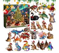 Compte à rebours d'animaux de Noël | Ensemble de jouets suspendus festifs de 24 jours | Calendrier ornement en acrylique mignon | Pour tout-petits, , adolescents, famille, amis, école, maison