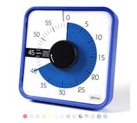 Compte à rebours de 19,1 cm ; minuterie visuelle de 60 Minutes et 1 Heure - Outil pédagogique en Salle de Classe, réunion de Bureau, Compte à rebours mécanique pour Enfants, Bleu Marine