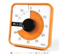 Compte à rebours de 19,1 cm ; minuterie visuelle de 60 Minutes et 1 Heure - Outil pédagogique en Salle de Classe, réunion de Bureau, Horloge mécanique pour Enfants, Gestion du Temps d'examen, Orange