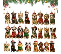 Compte À Rebours De - Compte À Rebours Avec Un Pendentif De Chien En Acrylique 2D,24 Jours Ornements de Sapin de pour Chien - Pour La Maison L Arbre Le Bureau La Cheminée Les Fêtes La Fenêtr