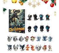 Compte à rebours de décoration de Noël - Calendrier de l'Avent en forme de dragon 2D | Décoration festive en acrylique 24 jours pour salle de classe, vacances, bureau, arbre mural, femme, adolescent