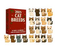 Compte à rebours de l'Avent 2D pour les amoureux des chats, décorations en acrylique 2D 24 jours - Calendrier de Noël 2025 avec motif de chat mignon - pour salon, famille, adultes, vacances