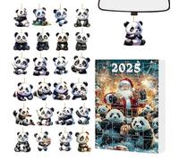Compte à rebours de l'Avent de Noël | Décoration de Noël 2D Panda Bear | Calendrier 2025 pour sac à dos, voiture, vue arrière, fête, fête, poignée de porte festive, cheminée d'arbre