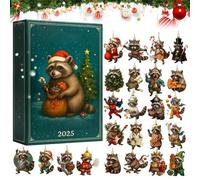 Compte À Rebours De L'Avent Raccoon De Noël | Ornement Décoratif En Acrylique 2D 24 Jours,Ornement Drôle Calendrier De Compte À Rebours 2025 - Pour Maison Arbre De Noël Voiture Cadeaux Fête