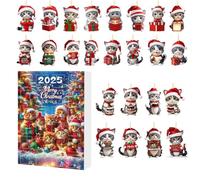 Compte à rebours de Noël 2025 - 25,4 cm - Ornement de acrylique - Calendrier festif avec décoration - Compte à rebours pour hommes, filles, famille, amis, adolescents, adolescents