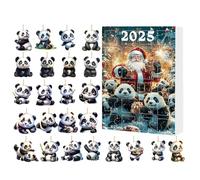 Compte à rebours de Noël - 24 ornements panda 2D décoratifs pour calendrier 2025 | Célébration des vacances d'hiver pour arbre, rétroviseur de voiture, sac à dos, rembourrage de chaussettes,