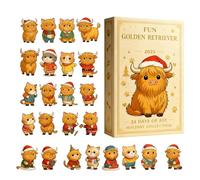 Compte À Rebours De Noël - 26 X 18 X 2,5 Cm, Cadeau De Fête En Acrylique Plat 2D, Figurines De Vache Des Highlands De 24 Jours Pour Amoureux, Amis, Amateurs De Famille, Vacances, La Ma