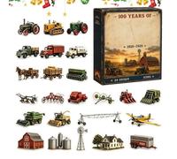 Compte à rebours de Noël 2D Agriculture Ornements plats 2026 24 jours | Ensemble de décorations de tracteur de ferme pour arbres, fenêtre, mur, cheminée, jardin