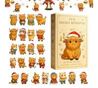 Compte à rebours de Noël | 2D plat acrylique mignon Yak, pendentif 24 jours, pour les amoureux de la famille, les fêtes de fin d'année, la maison