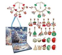 Compte à rebours de Noël - Bijoux de décoration de compte à rebours - Bracelet de dessin animé sur le thème de 24 jours de vacances pour filles femmes