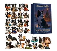 Compte à rebours de Noël Border Collie 2025 - Calendrier de l'Avent 24 pièces avec motif Border Collie en vol, art de chien réaliste, panneaux décoratifs 2D pour la décoration de la maison | Calendrie