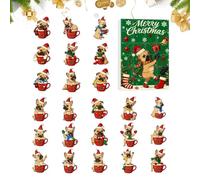 Compte À Rebours De Noël - Calendrier Pour Chien En Acrylique 2D 26 X 18 X 3 Cm, Cadeau Jouet Mignon De 24 Jours, Décoration Festive Créative Avec Un Adorable Design De Chiot | Calendrier De Compte À