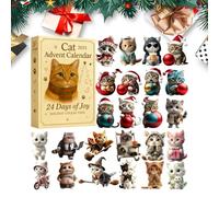 Compte à rebours de Noël | Chat en acrylique 2D | Figurines de compte à rebours pour 24 jours de Noël - Pour Halloween adolescents adultes saisonniers Action de grâces Pâques Vacances
