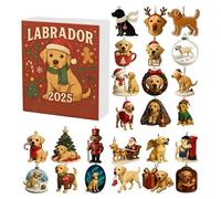 Compte à rebours de Noël, collection d'ornement 2D en acrylique pour chien | Calendrier de compte à rebours de 24 jours | Pour filles, adultes, amis, amoureux des chiens, cadeaux de fête du Nouvel An