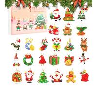 Compte à rebours de Noël - Décoration acrylique 2D - 24 jours avec strass - Décoration de sapin de Noël - Pour fête de vacances, fête, hiver, mur, fenêtre