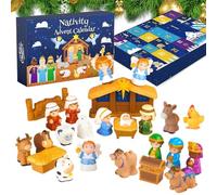 Compte à rebours de Noël - Décoration de crèche pour chambre à coucher et salon, affichage interactif de Jésus avec bureau de fenêtre, décoration de vacances amusante et éducative pour