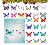 Compte à rebours de Noël, décorations esthétiques en acrylique 2D, papillons de 24 jours, décorations de Noël 2025, pour débutant, garçon, fille, anniversaire, lieu de travail