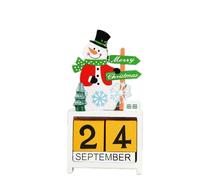 Compte à rebours de Noël en bois avec panneau Merry Christmas, calendrier de compte à rebours bonhomme de neige avec blocs numériques en bois, joli calendrier de l'Avent de Noël pour la maison