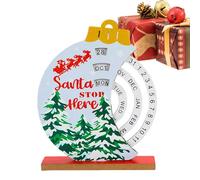 Compte à rebours de Noël en bois, calendrier perpétuel de Noël - Tableau de calendrier de compte à rebours en bois naturel avec bonhomme de neige du Père Noël, cale