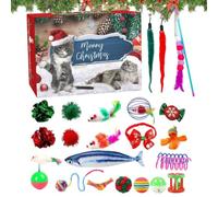 Compte à rebours de Noël en forme de chat - Calendrier interactif pour | Calendrier de compte à rebours avec jouets pour chat de Noël pour intérieur, maison, vacances, chambre à coucher
