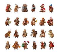 Compte à rebours de Noël - Ensemble d'ornements Capybara, jolie collection de pendentifs en acrylique 2D | Calendrier de vacances quotidien, ornements pour arbre de Thanksgiving saisonnier, bureau, ma