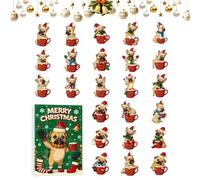 Compte à rebours de Noël, jouet créatif en acrylique avec design de chien, calendrier de vacances pour les amoureux des chiens, pour adultes, hommes, femmes, famille, , adolescents, filles