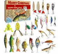 Compte à Rebours de Noël | Leurres De Pêche 2025 | 24 Jours d Appâts de Pêche Saisonniers pour Hommes en Eau Salée Extérieur - Cadeau pour Hommes Adultes Père et Fêtes
