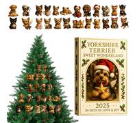 Compte À Rebours De Noël - Mignon Amusant 2D Plat Acrylique Cadeau De Fête - 24 Jours Figurines Charme Yorkshire Terrier | À Thème Chien Pour La Saison Des Fêtes Miroirs Arbres Maison Pour Famille Et