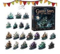Compte À Rebours De Noël Navires Pirates Collection acrylique 2D festive 24 | Compte À Rebours De Noël Navires Thème pour Élèves Garçons Fête Halloween Arbre Mural