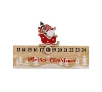 Compte à rebours de Noël, ornement de gnome coulissant double face design à 24 chiffres calendrier compte à rebours de vacances en bois | Présentoir de décoration de festival d'hiver pour appartement