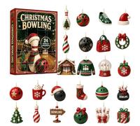 Compte à rebours de Noël Pendentif 2D en acrylique sur le thème du bowling | Calendrier de l'Avent 24 jours pour les fêtes Pour bureau, dortoir, fête de Noël, appartement, chambre,