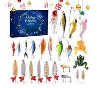 Compte à Rebours de Noël pour la Pêche, Compte À Rebours De Noël 24 Jours Équipement Pêche, Boîte à Portable pour Homme Cadeau de Vacances