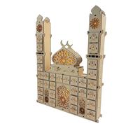 Compte à rebours de vacances - Décorations en forme de château en bois avec tiroirs, activités de compte à rebours de vacances de 30 jours avec lumière | Calendriers de l'Avent en bois p