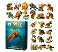 Compte à rebours des tortues de Noël - 24 ornements suspendus en acrylique, tortue de mer plate 2D | Ensemble d'affichage de compte à rebours de 24 jours, parfait pour les célébrations de vacances et