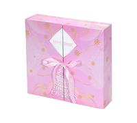 Compte à rebours des vacances - 12,99 12,01 3,15 pouces 33 30,5 cm Ensemble de boîtes vides surprise de 24 jours - Organiseur festif pliable rechargeable en papier rose | Cadeau réutilisable pour