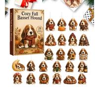 Compte à rebours des vacances d'automne 2026 | Ornements décoratifs 2D en | Basset Hound Calendrier de Noël en forme d'animal pour maison, chambre, bureau, étagère, bureau, fenêtre, fête